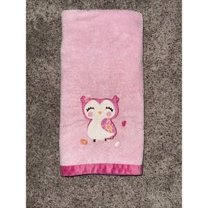 Carters Hot Pink‎ Owl Flowers Dark Trim Baby Girls Plush Blanket